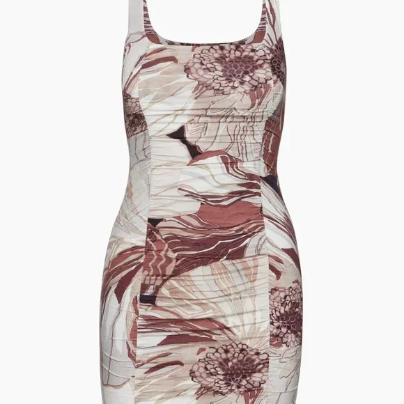 Wilfred Aritzia Ruched Mini Floral Print Square Neck Lydia Dress - Picture 2 of 10